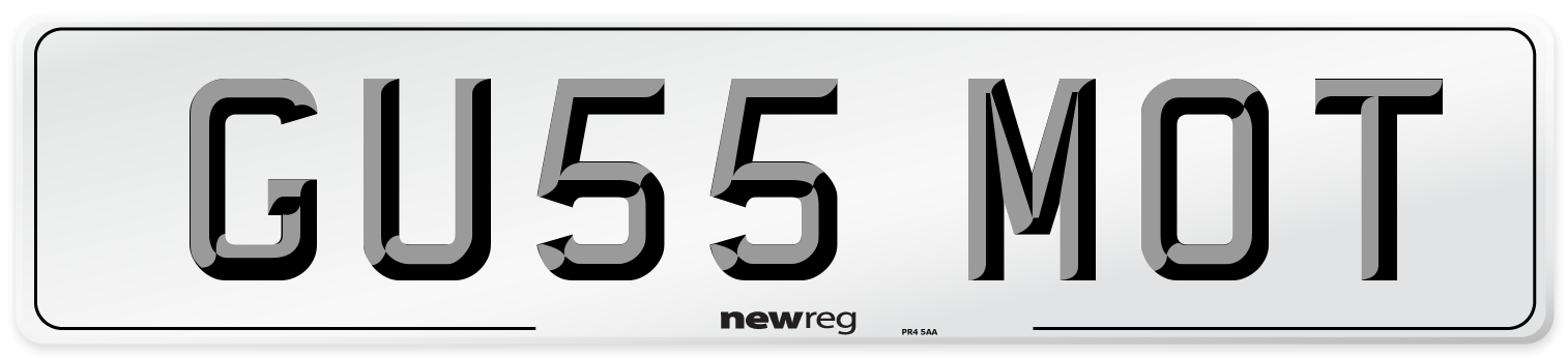 GU55 MOT Number Plate from New Reg